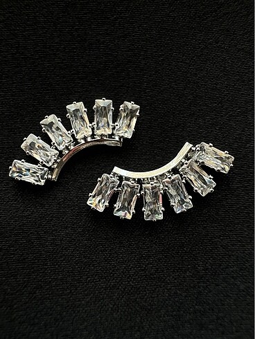 Çivisi Gümüş Baget Taşlı Silver Küpe | Çift