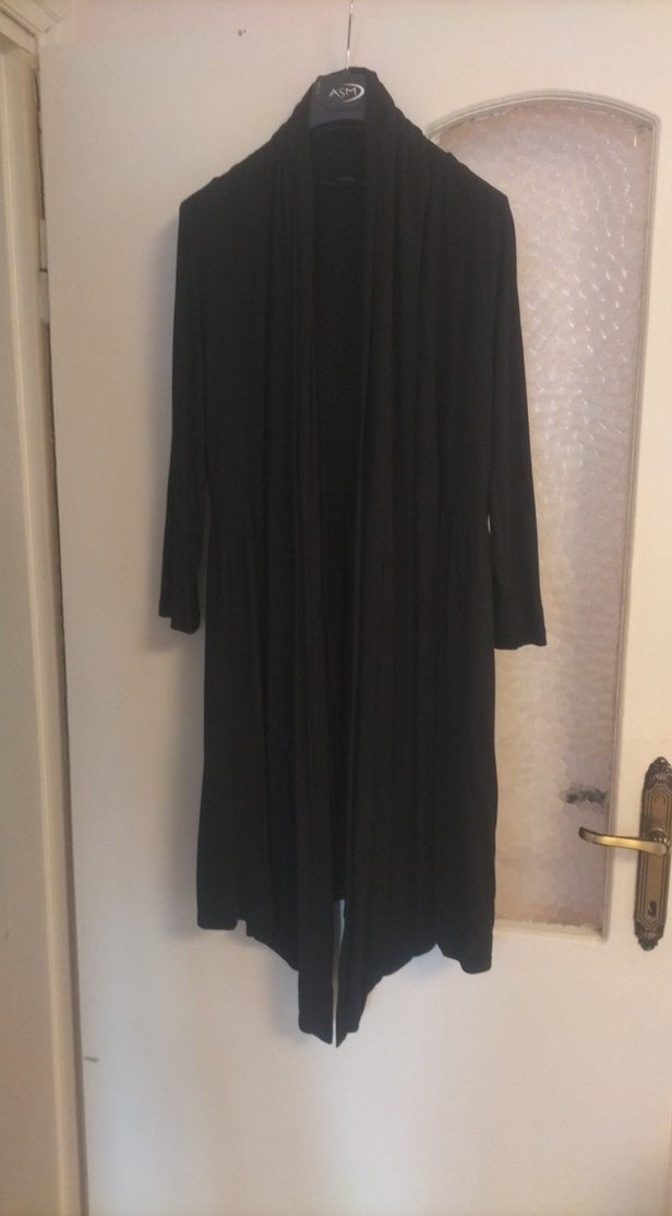 Siyah Uzun Kollu Uzun Kadın ceget - Görsel 2