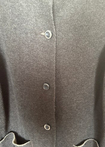 AIGLE- Düğmeli Gri Hamile Kabanı Midi Boy - Görsel 3