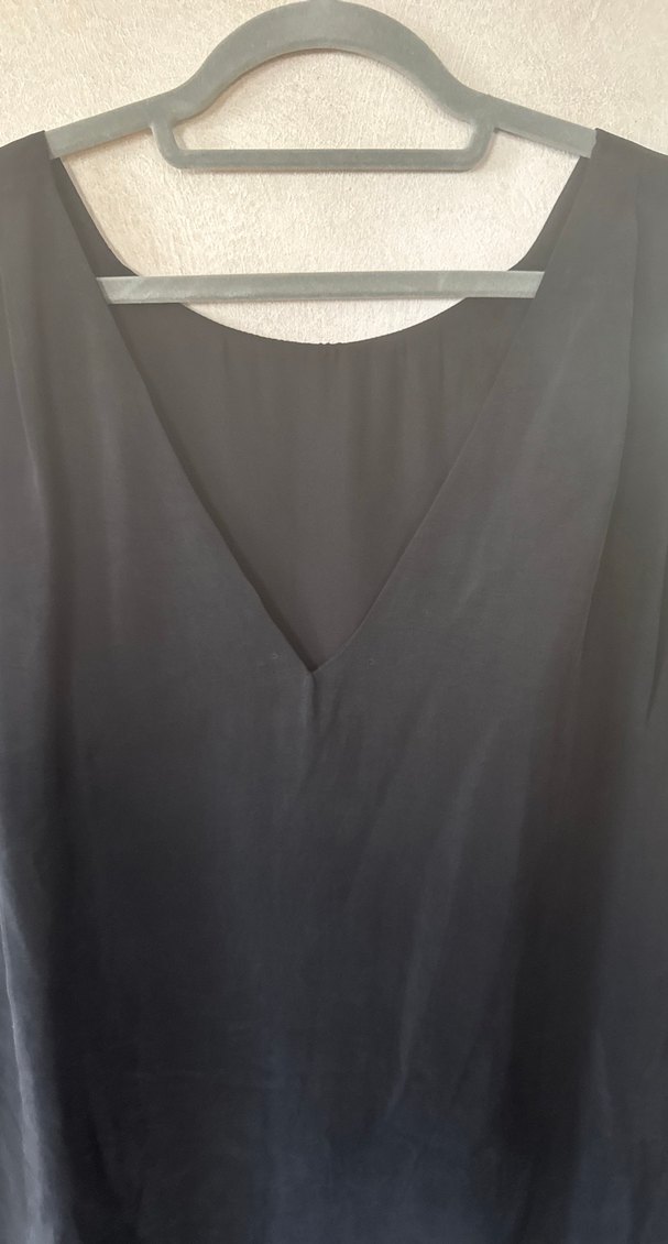 MASSIMO DUTTI- Siyah Midi ARKA YAKA AÇIK  Kolsuz Elbise - Görsel 2