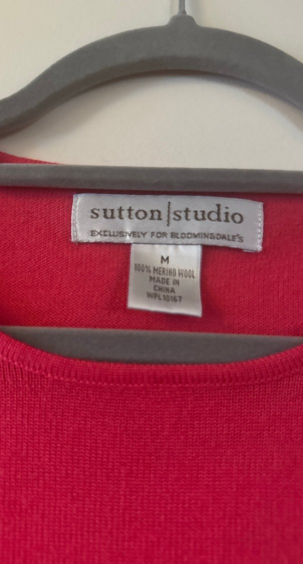 SUTTON STUDIO GİYİLMEMİŞ%100 YÜN Kırmızı Kısa Kollu Kadın Kazak - Görsel 2