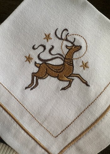 Geyik Nakışlı 6lı Servis Peçete Seti - Görsel 4