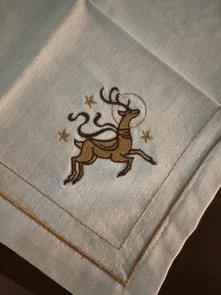 Geyik Nakışlı 6lı  Servis Peçete Seti - Görsel 2