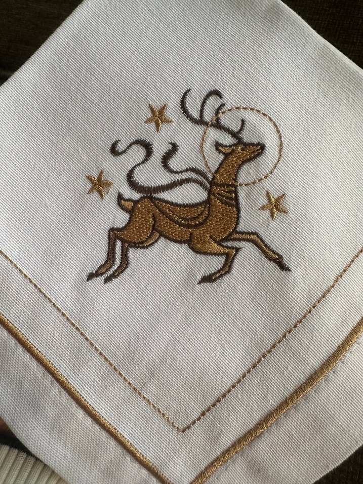 Geyik Nakışlı 6lı  Servis Peçete Seti - Görsel 4