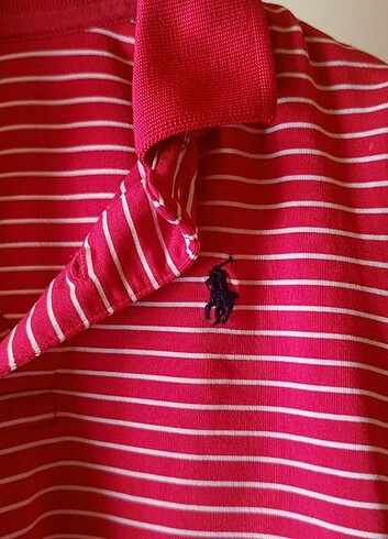 U.S. Polo Assn. polo yaka kırmızı çizgili crop t-shirt