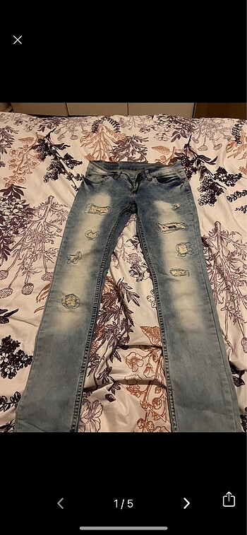 Yamalı detay kot jean pantolon