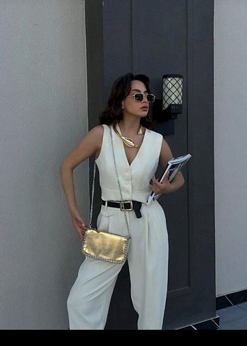 Parlak Altın Zincirli Deri Kadın Çanta - Görsel 4