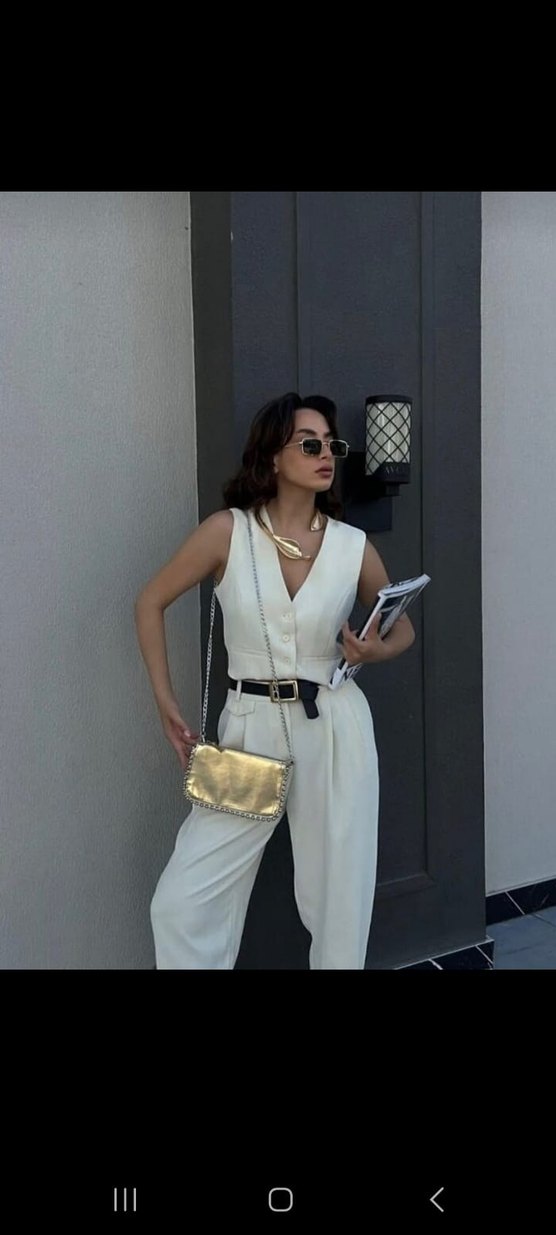 Parlak Altın Zincirli Deri Kadın Çanta - Görsel 4