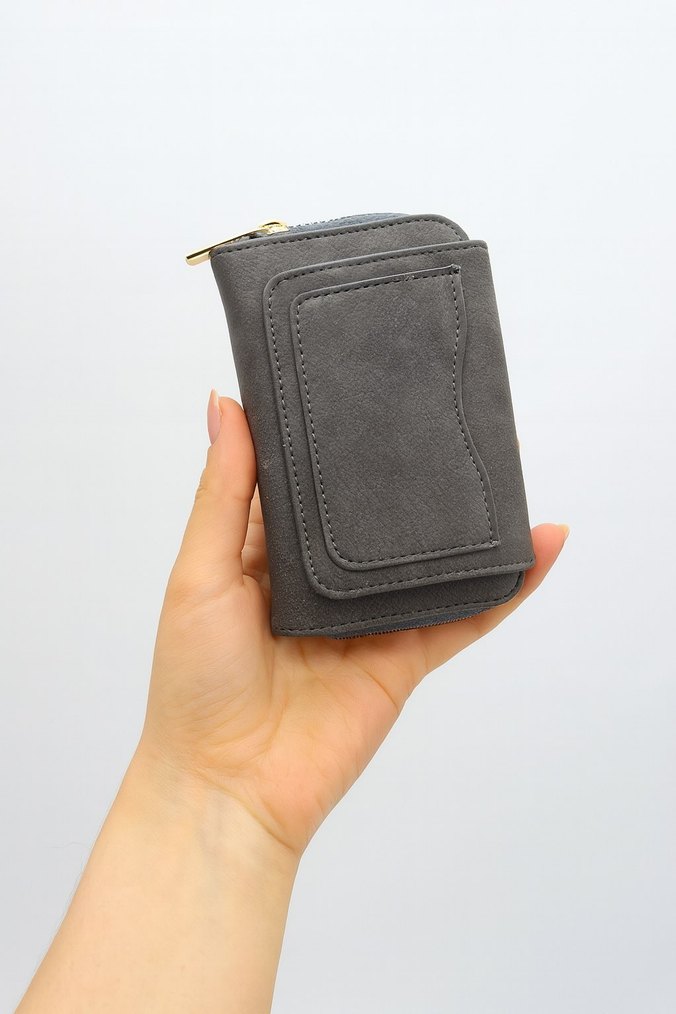 Bej Deri Fermuarlı Kadın Cüzdan - Görsel 3