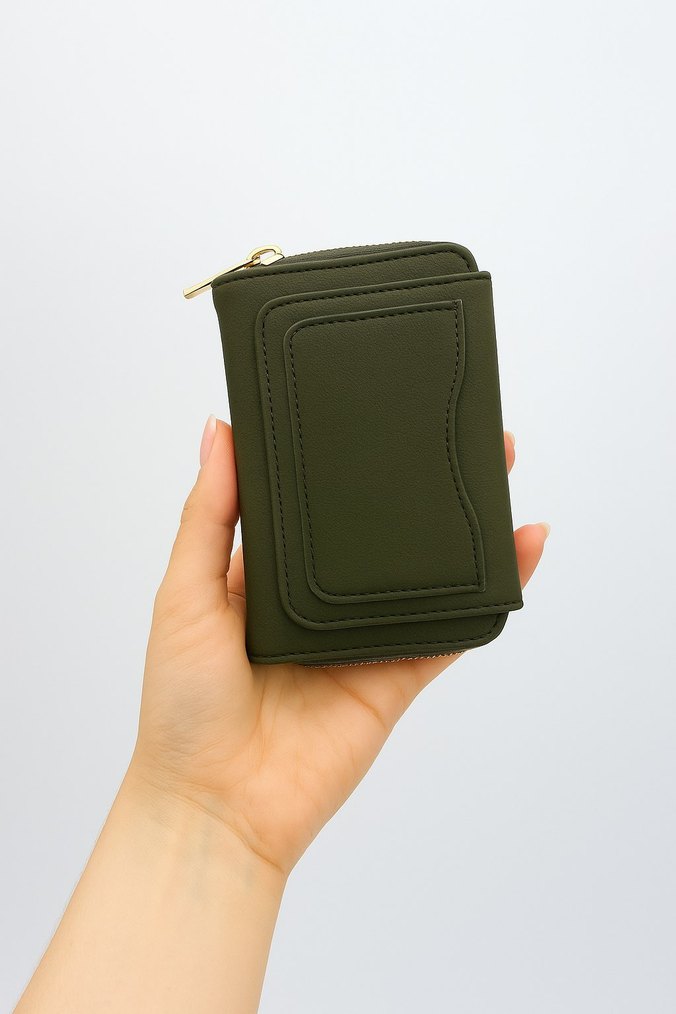 Bej Deri Fermuarlı Kadın Cüzdan - Görsel 2