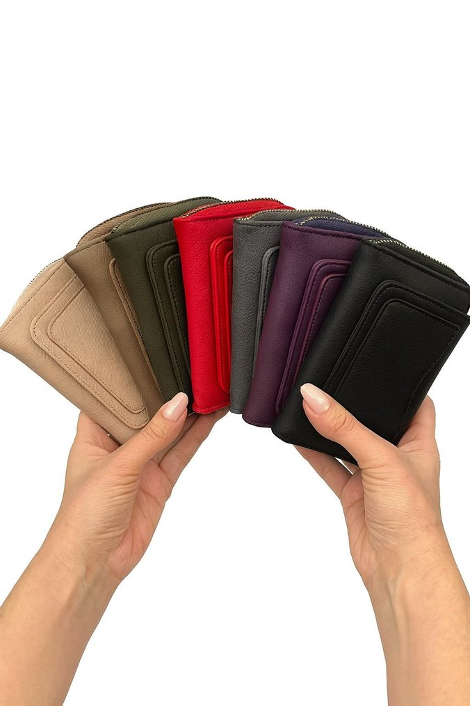 Bej Deri Fermuarlı Kadın Cüzdan - Görsel 4