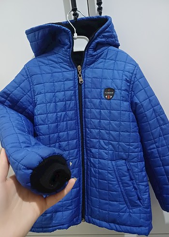 Parlak Mavi Erkek Çocuk Kapüşonlu mont - Görsel 2