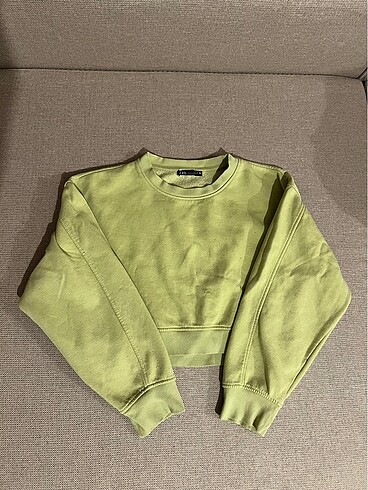 Zara Crop Yeşil Kazak