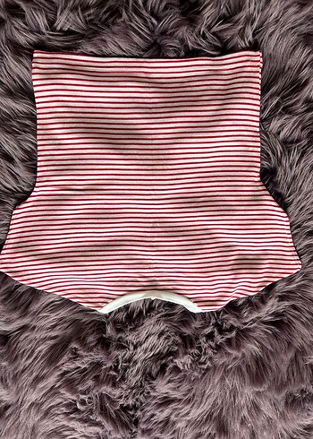 Zara Kırmızı Çizglili y2k Crop Tişört Tshirt - Görsel 3