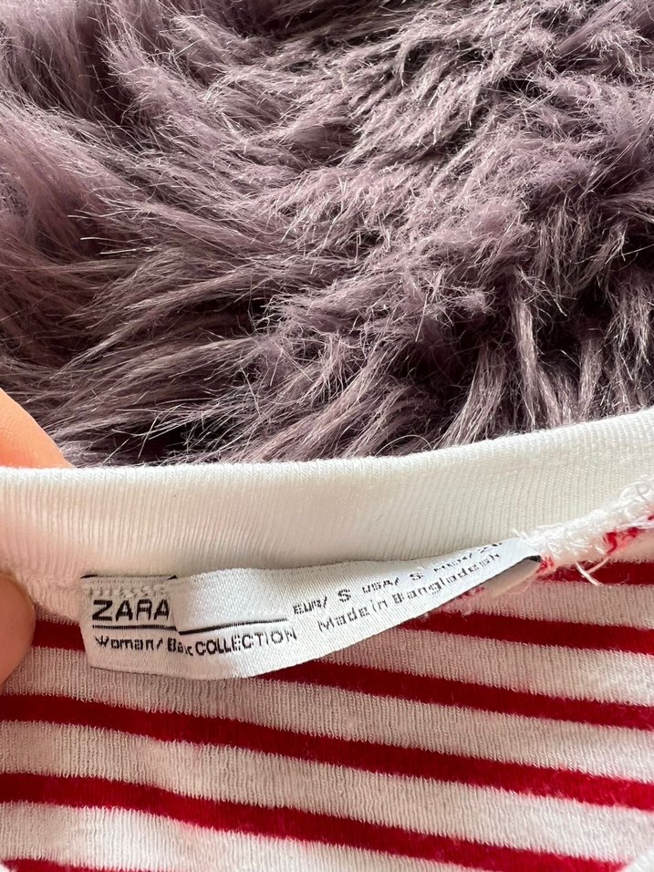 Zara Kırmızı Çizglili y2k Crop Tişört Tshirt - Görsel 2