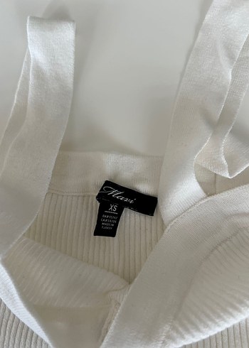 Mavi Jeans Crop Düğmeli Beyaz Triko Kadın Bluz Tişört - Görsel 2