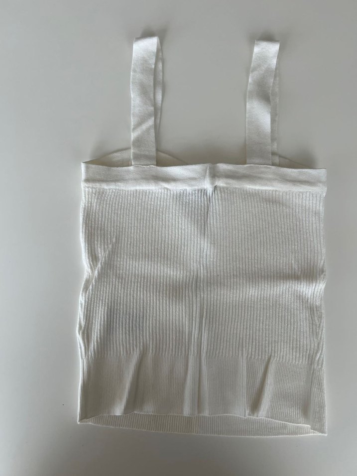 Mavi Jeans Crop Düğmeli Beyaz Triko Kadın Bluz Tişört - Görsel 3