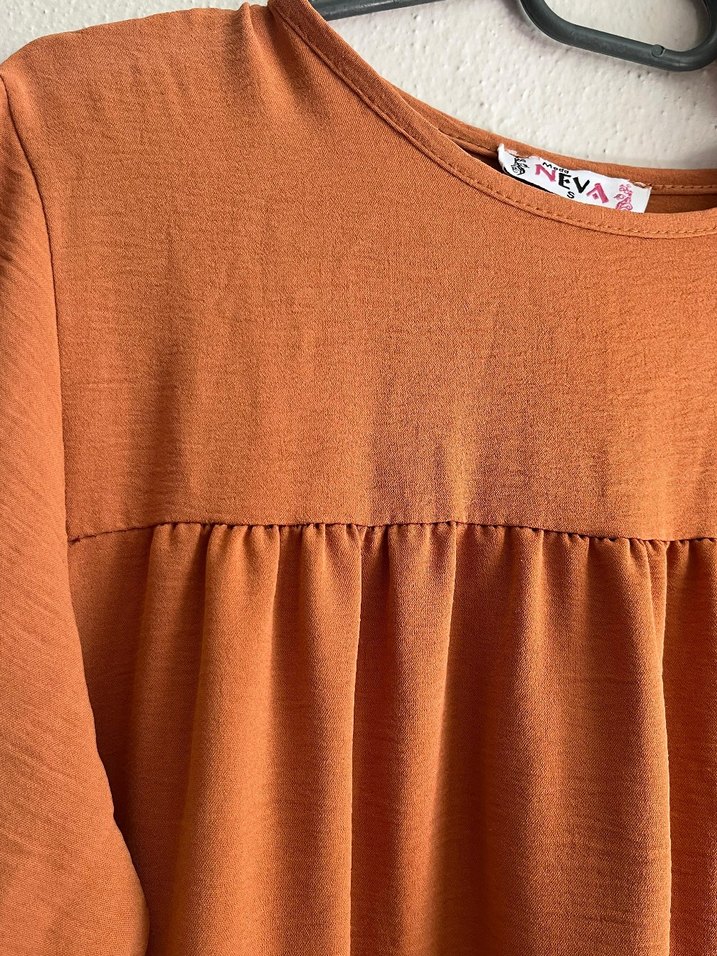 Diger taba Uzun Krep kumasElbise - Görsel 5