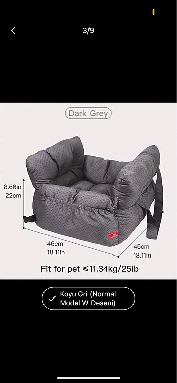 Kedi köpek için araba koltuğu