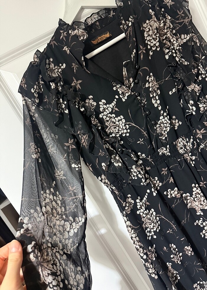 Şifon midi elbise - Görsel 2