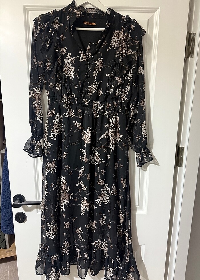 Şifon midi elbise - Görsel 5