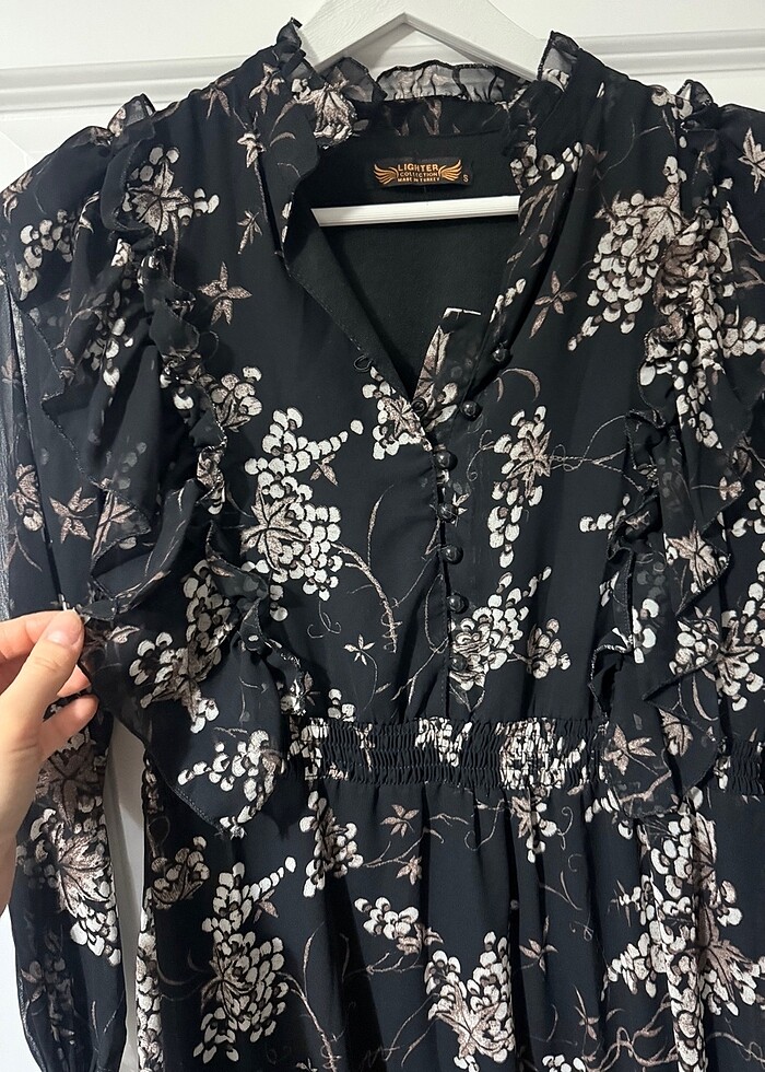 Şifon midi elbise - Görsel 4