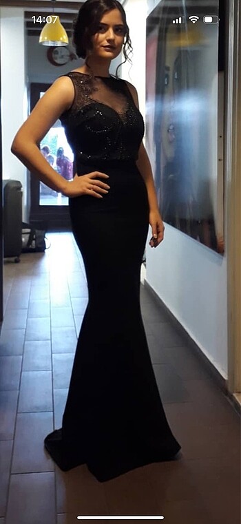 Siyah balık abiye - Görsel 6