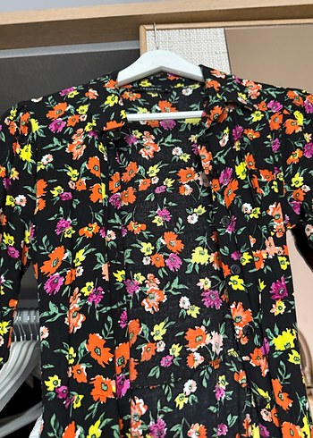 Çiçek Desenli V Yaka Uzun Elbise - Görsel 3