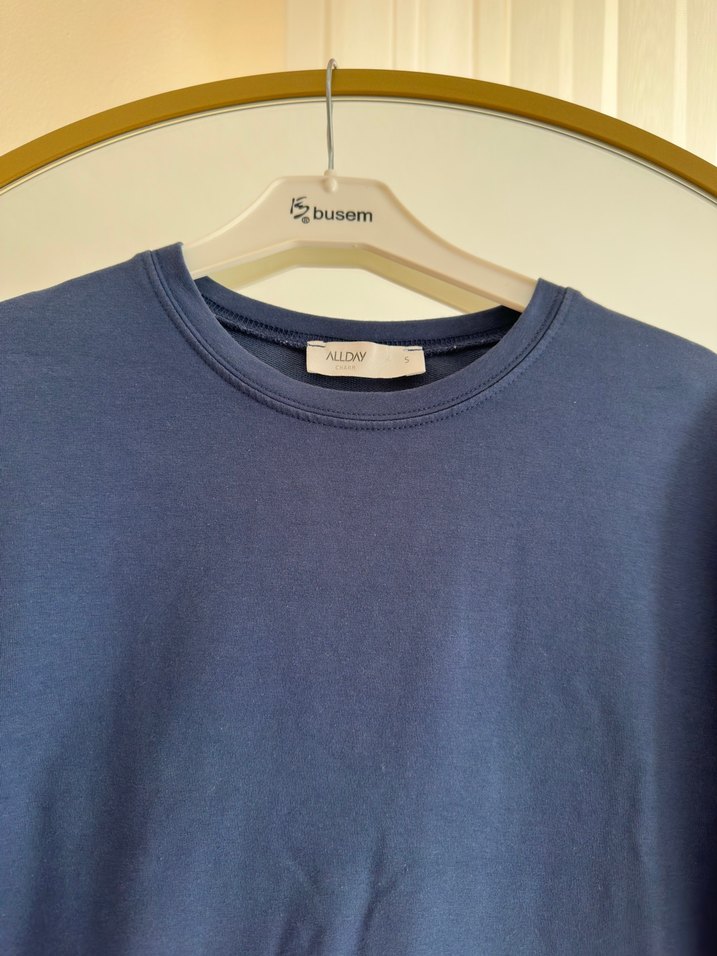 Mavi Oversize Kadın Sweatshirt - Görsel 3