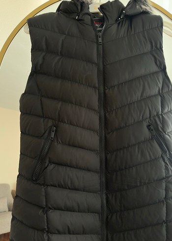 Siyah, Kürklü, şişme yelek - Görsel 2