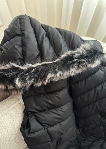 Siyah, Kürklü, şişme yelek - Görsel 3