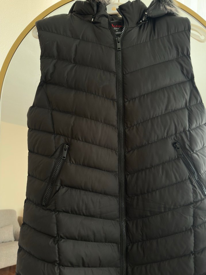 Siyah, Kürklü, şişme yelek - Görsel 2