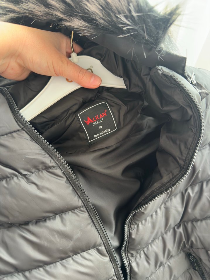 Siyah, Kürklü, şişme yelek - Görsel 5