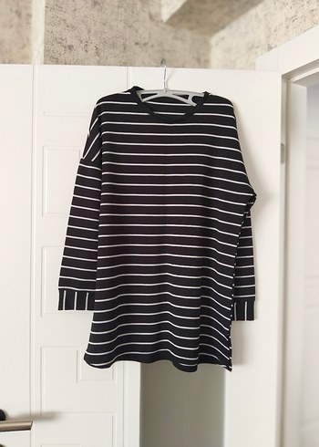 Siyah Gri Çizgili Hamile Sweatshirt
