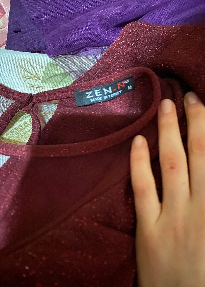 bordo elbise - Görsel 5