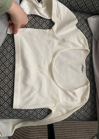 Beyaz Kadın Pamuklu Uzun Kollu Kazak addax - Görsel 3