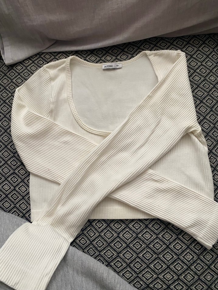 Beyaz Kadın Pamuklu Uzun Kollu Kazak addax - Görsel 2