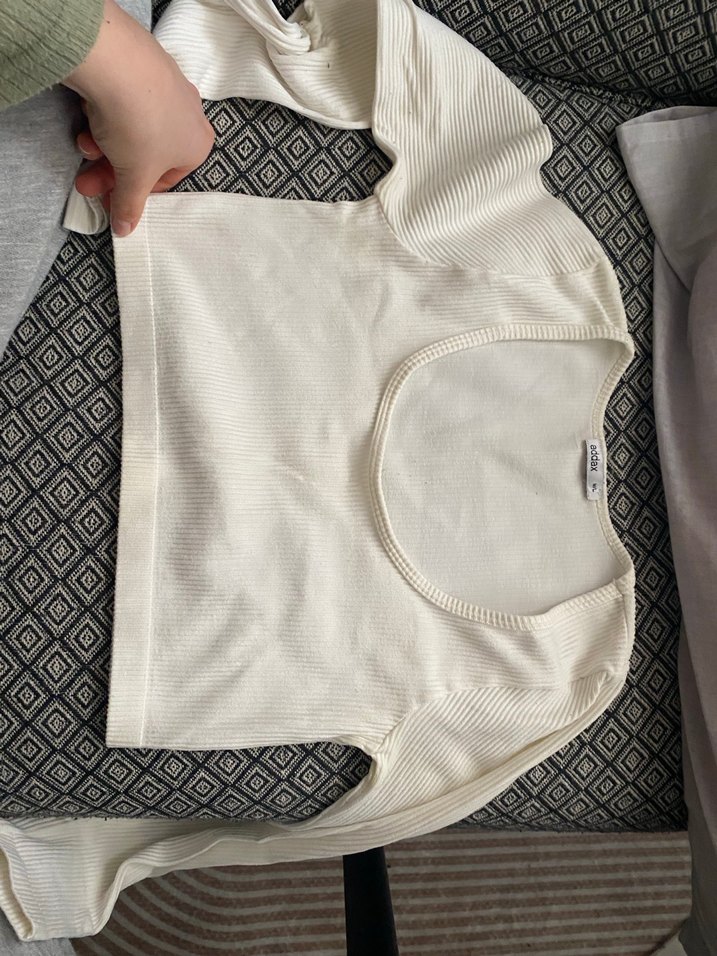 Beyaz Kadın Pamuklu Uzun Kollu Kazak addax - Görsel 3