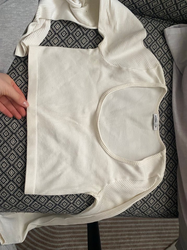 Beyaz Kadın Pamuklu Uzun Kollu Kazak addax - Görsel 4