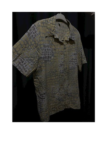 Gri Bağlama Desenli Kısa Kollu Keten Gömlek - Görsel 5