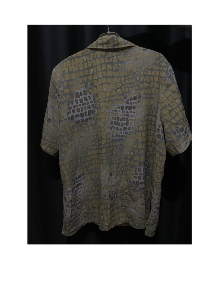 Gri Bağlama Desenli Kısa Kollu Keten Gömlek - Görsel 3