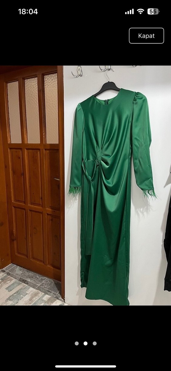 Yeşil Uzun Kadın Abiye Elbise - Görsel 2