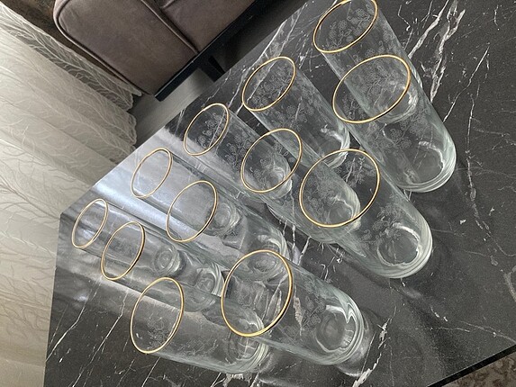  Beden 12 adet altın fileli meşrubat bardağı