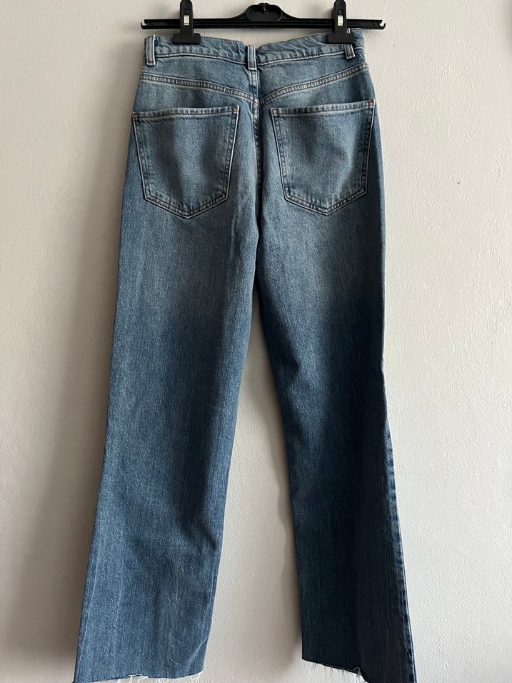 Kadın Mavi Denim Regular Fit Midi Jean - Görsel 3