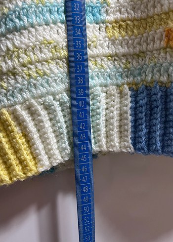 Renkli Örgü Kısa Kadın Süveter - Görsel 5