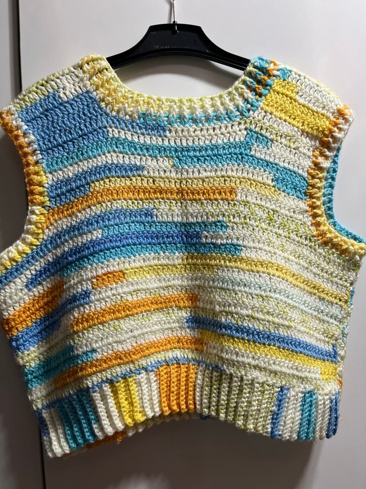 Renkli Örgü Kısa Kadın Süveter - Görsel 2
