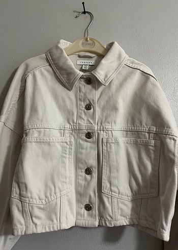 Düğmeli Beyaz Midi Denim Ceket - Görsel 2