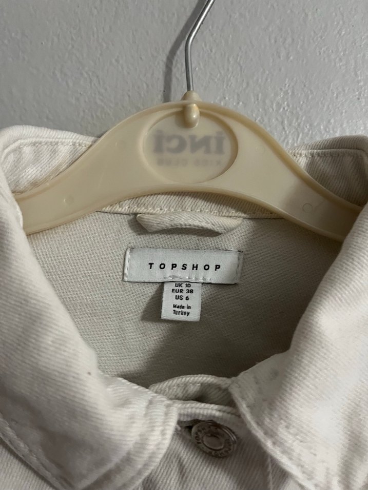 Düğmeli Beyaz Midi Denim Ceket - Görsel 3