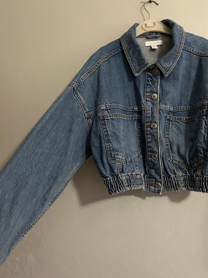 Düğmeli Mavi Kadın Denim Ceket - Görsel 3