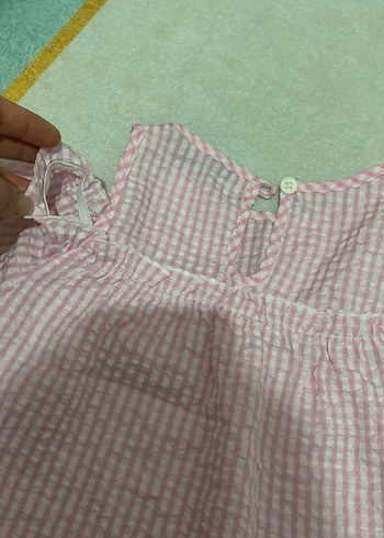 Kız Çocuk Pembe Ekose Fırfırlı Bluz - Görsel 3